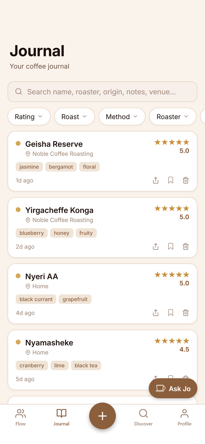 Qoffee log — your coffee journal